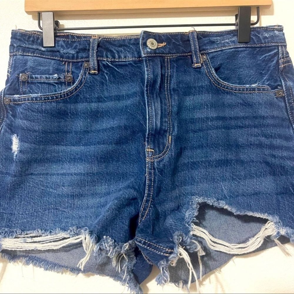American Eagle Outfitters Dark Blue Tomgirl Distressed Jean Shorts 8 - Picture 3 of 8